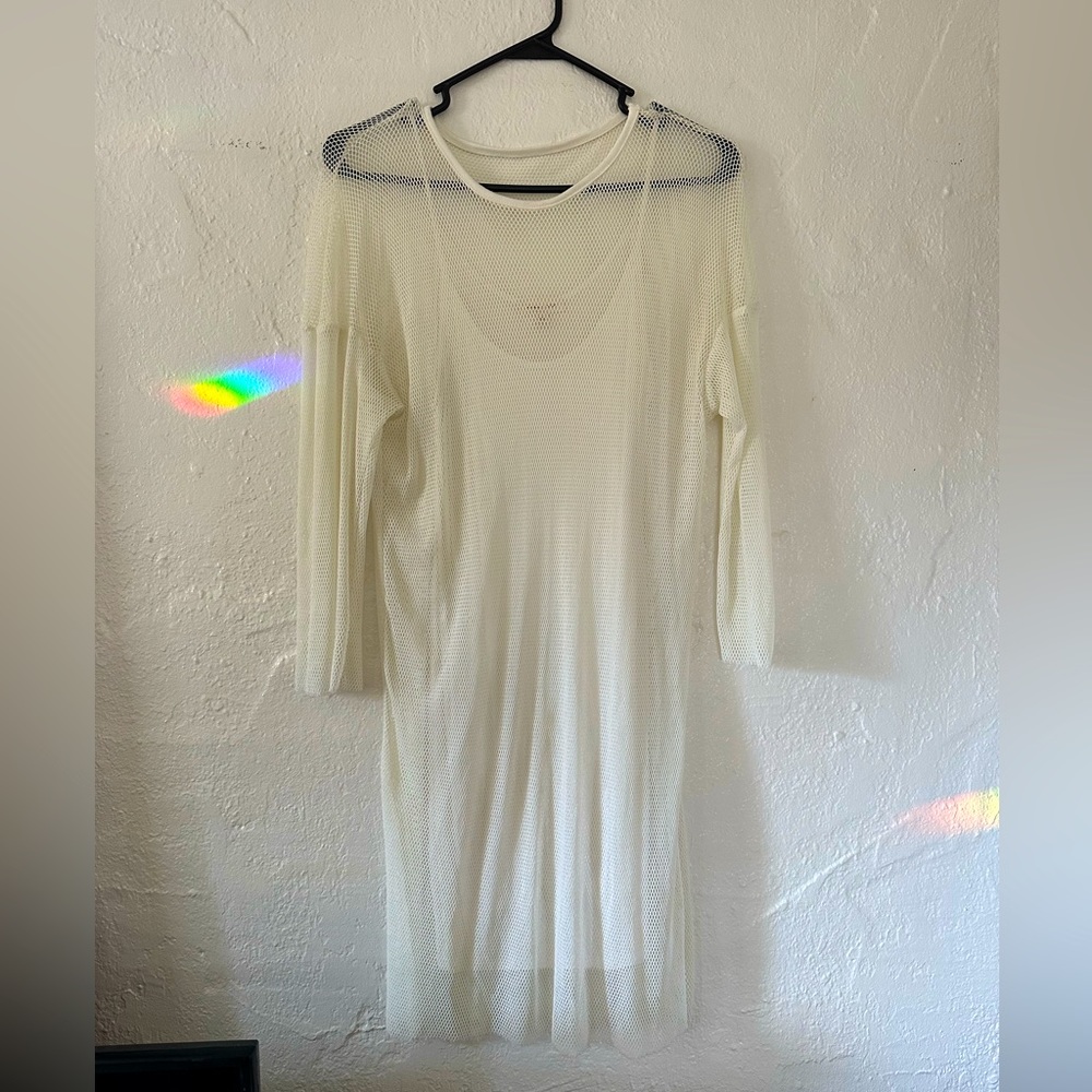 white slip and net dress